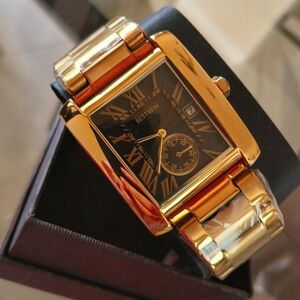 New Women or men's limited edition tank watch  gold tone with black dial